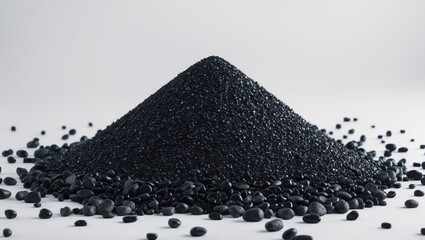 Gray small rocks and black pebbles on an isolated white backdrop