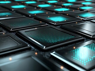 Futuristic Digital Circuit Board with Glowing Blue Patterns