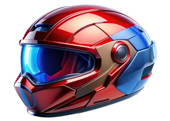 Fototapeta premium Futuristic Red and Blue Helmet Design Concept - AI Photo