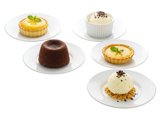 Delicious Mini Desserts Chocolate Lava Cake Lemon Tart  More isolated on transparent background
