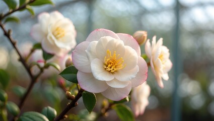 Gorgeous camellia blossom in the springtime