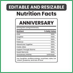 Obraz premium anniversary nutrition facts love nutrition label relationship nutrition facts romantic nutrition facts template anniversary label design wedding anniversary fun facts romantic couple label