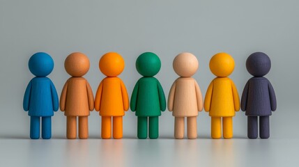 Colorful Wooden Peg Dolls Representing Two Groups A and B