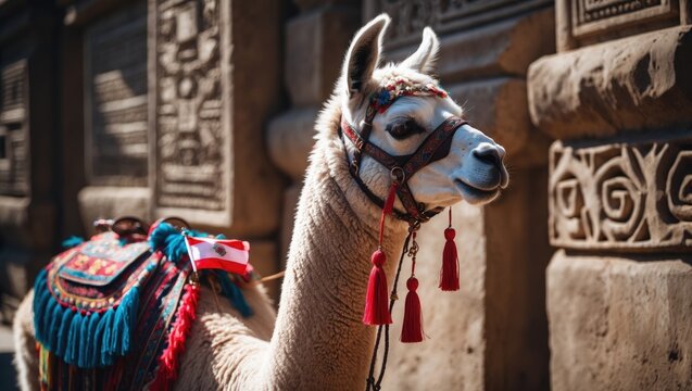 Flags and Llama in the Andes