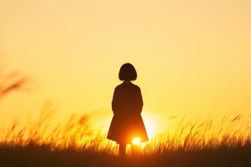 Silhouette of a person at sunset