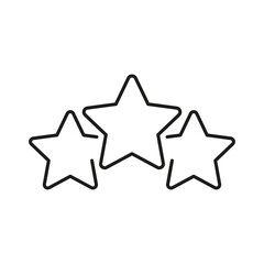 Three Stars Rating Line Icon. Quality Assessment, Customer Feedback Outline Symbol. Performance Review And Satisfaction Measurement. Editable Stroke. Isolated Vector Illustration