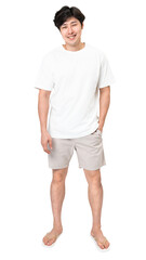 Fototapeta premium Man png mockup in white t-shirt basic wear