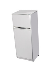 White fridge isolated on transparent layered background.
