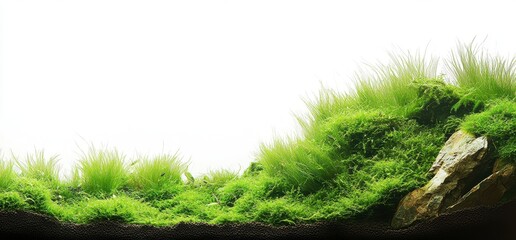 Lush Green Aquatic Plants Against White Background
