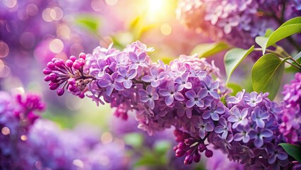 Lilac Spring Floral Double Exposure Bokeh Background