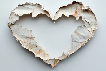Torn paper heart on white