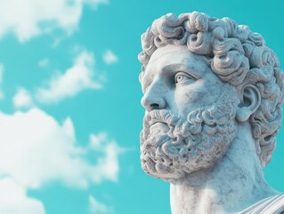 Marble statue with curly beard