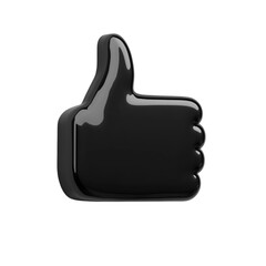 Obraz premium Black glossy 3D thumbs up hand gesture like symbol