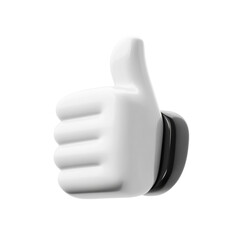 3D rendering of a white thumbs up gesture a positive symbol