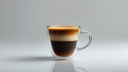 Espresso coffee in a half cup, isolated on a background.