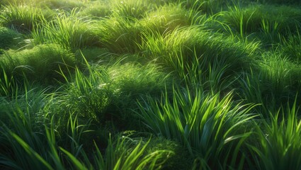 Fototapeta premium Aerial perspective of a green grass floor