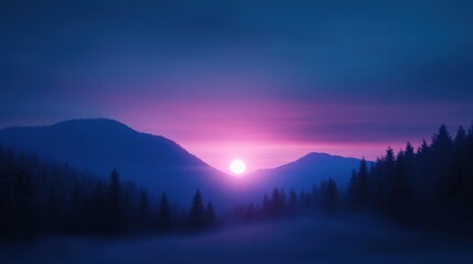 Obraz premium Mountain range at sunset