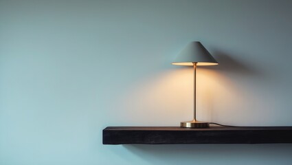 Shelf with a lamp placed on the wall