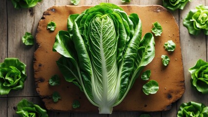 ready-to-eat organic green salad on a cutting board