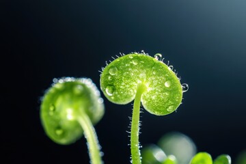 green sprouts with water droplets