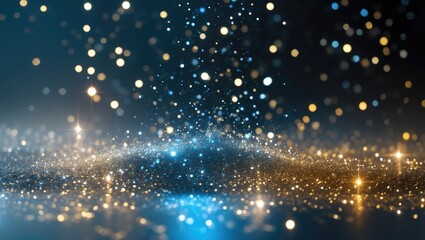 Obraz premium Defocused vintage lights with glitter. Light shades of silver, gold, blue, and black.