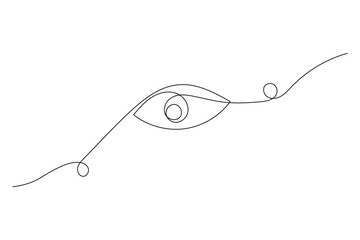 Obraz premium One eye in continuous one line art Minimalist eye wih retina outline design