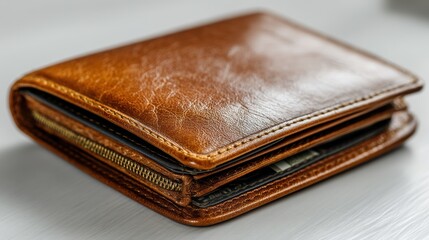 Obraz premium a minimalist wallet on a white isolated background, sleek and modern focus