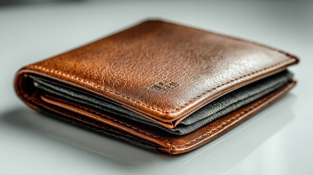 a minimalist wallet on a white isolated background, sleek and modern focus