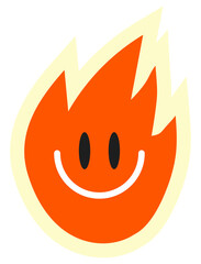 PNG Smiling flame cartoon illustration on transparent background