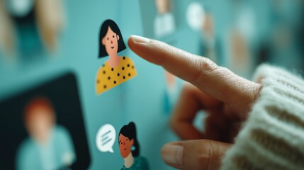 Hand Selecting a Figure from a Diverse Group of Miniature People to Represent the Concept of Social Interaction, Online Dating, and Community Support in a Guided Environment