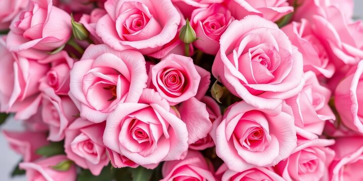 Pastel pink rose blossoms, soft bouquet, delicate petals, festive floral background, flowers, white - Powered by Adobe