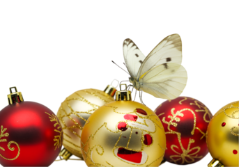 Christmas Ornaments Butterfly Holiday Decoration Image isolated on transparent background