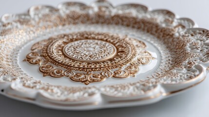 Obraz premium a decorative plate on a white isolated background, intricate details and clean focus