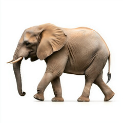 Obraz premium Side view of walking Asian Elephant isolated on white background. Ai Generated images