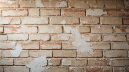 Fototapeta premium Classic Red Brick Wall Adorned with White Plaster Texture Background