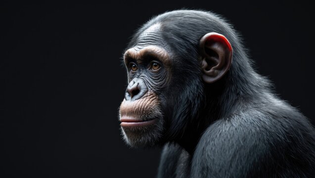Profile View of a Chimpanzee on a Backdrop