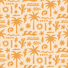Palm tree seamless pattern tropical background