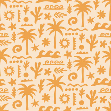 Palm tree seamless pattern tropical background