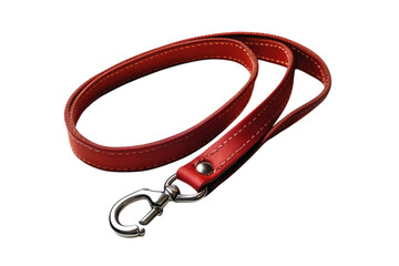 Fototapeta premium Elegant red leather lanyard with silver clasp perfect accessory stylish design smooth texture