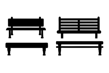 set of Bench icon vector silhouette illustration isolated on white background