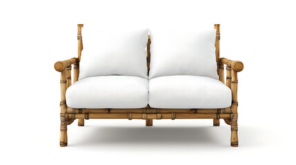 A white couch with two pillows on it