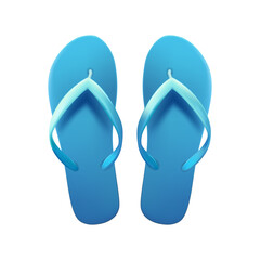 Blue summer beach flip-flops on a white background, shoes for the pool and beach, vector icon.