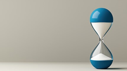 A blue hourglass with white sand.