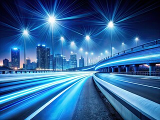 Fototapeta premium Night Drive: Dynamic Light Streaks, Speed, Modern Highway