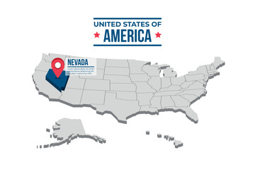 Obraz premium TennesseNevada Highlighted On A 3D Map Of The United States Of America