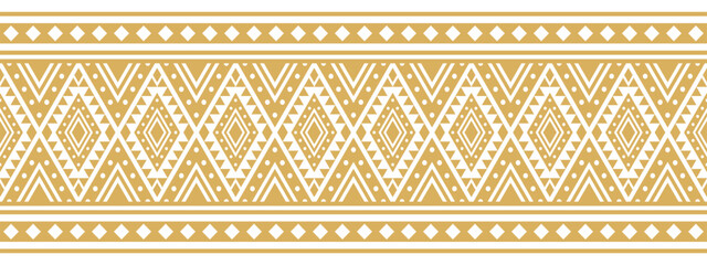 Gold ethnic border with geometric tribal pattern.