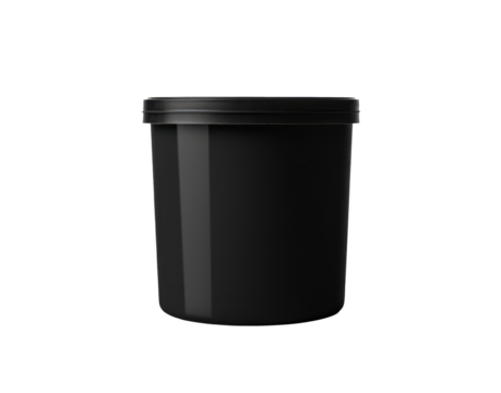 black round trash bin can container isolated on white or transparent png