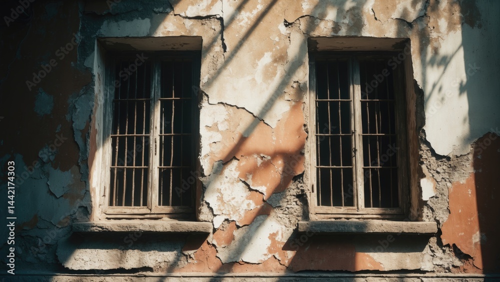 Poster lack of windows in an old building, a window found in the palace part