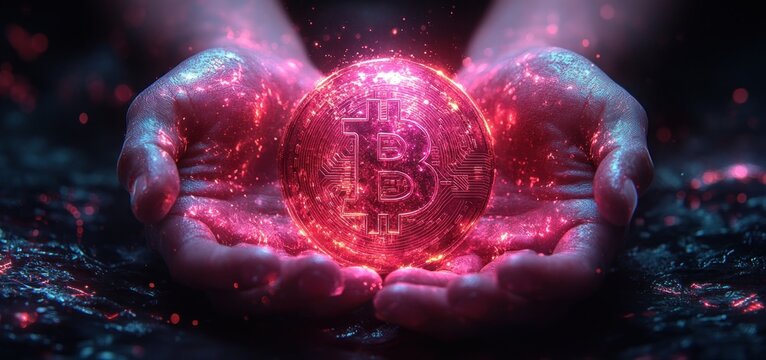 Bitcoin: The Future of Finance in Glowing Hands