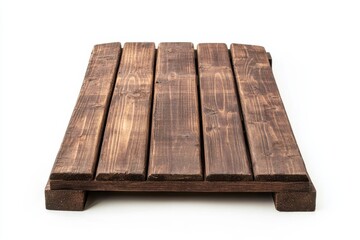 Rustic Dark Brown Wooden Pallet Top View Simple Clean Design Isolated on White